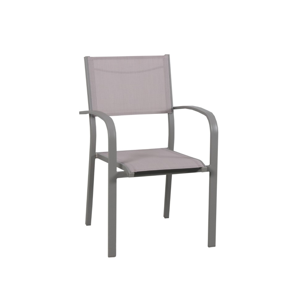 Lot de 8 Fauteuils empilables aluminium en textilène- gris-ANDRA