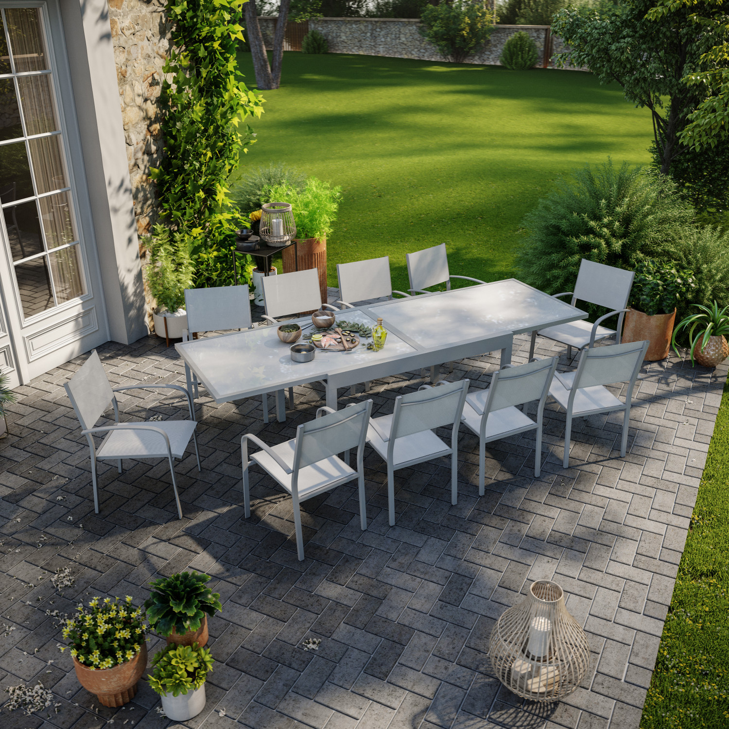 Salon de jardin table extensible - odenton anthracite - grande